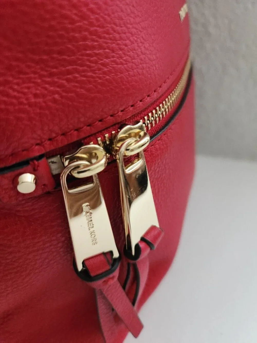 New Michael Kors Red Leather Backpack
